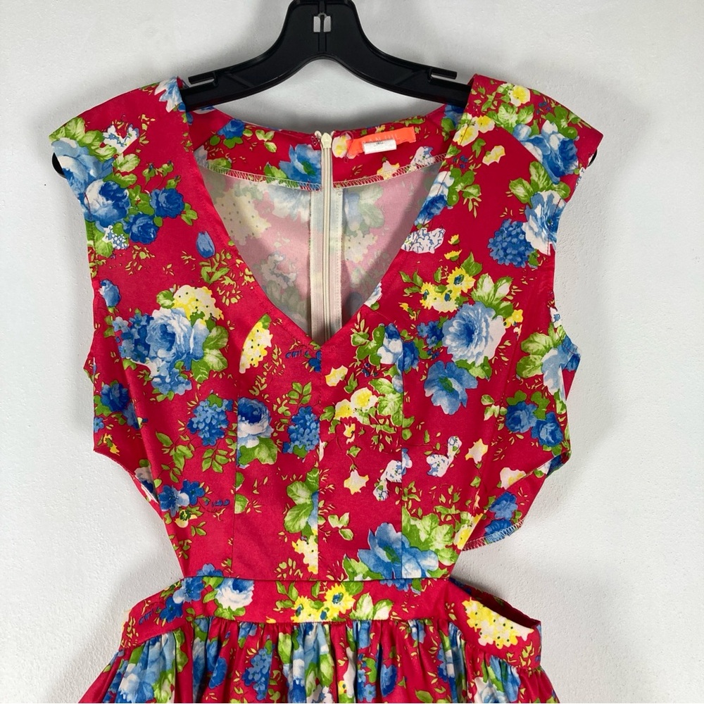 Banjul Dress Women S Sleeveles Cut Out Round Neck Floral Strech Multicolored - Picture 4 of 11